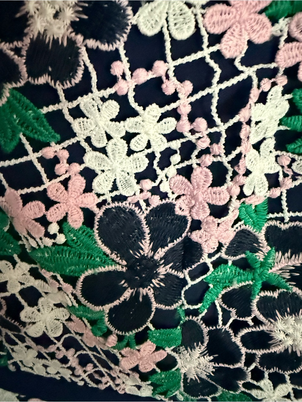 foxiedox by Anthropologie Navy, Green & Pink Floral Lace Midi Dress - Picture 4 of 5